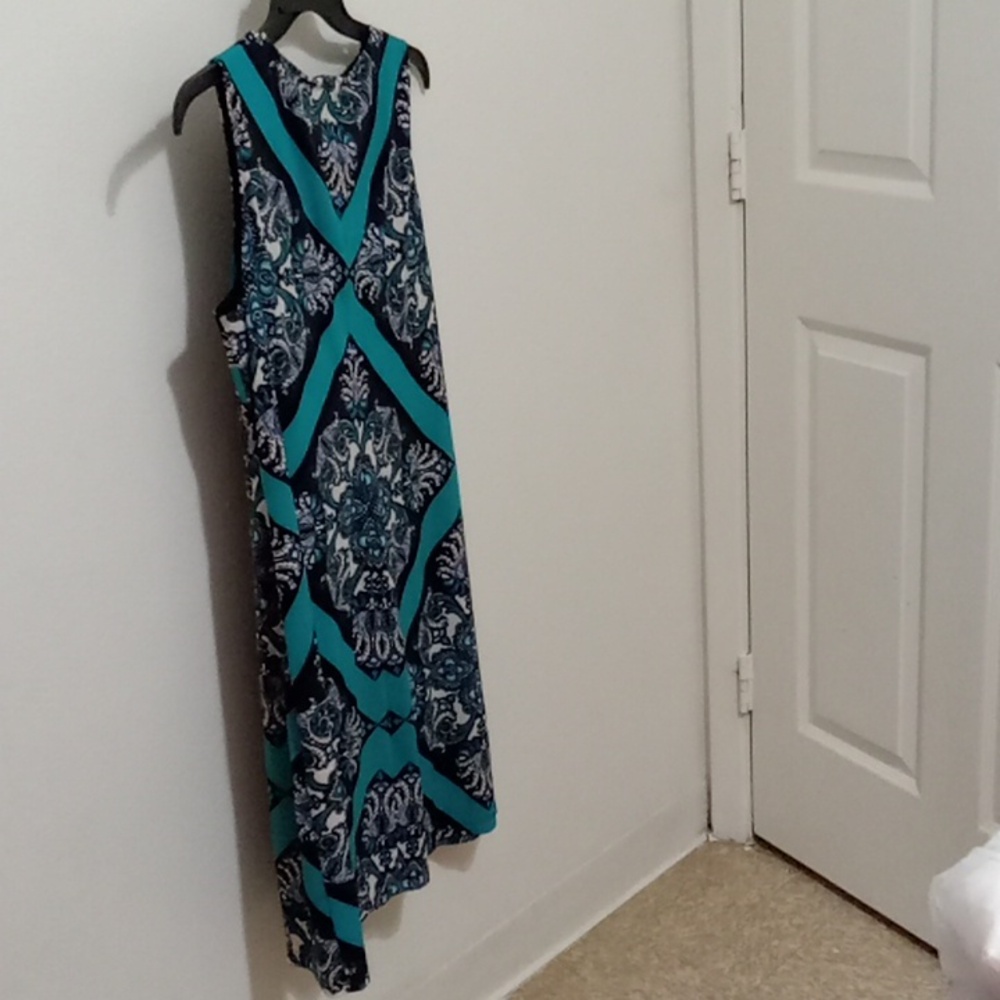 I-N-C International Concepts Elegant Blue Patterned Sleeveless Dress - Picture 3 of 5